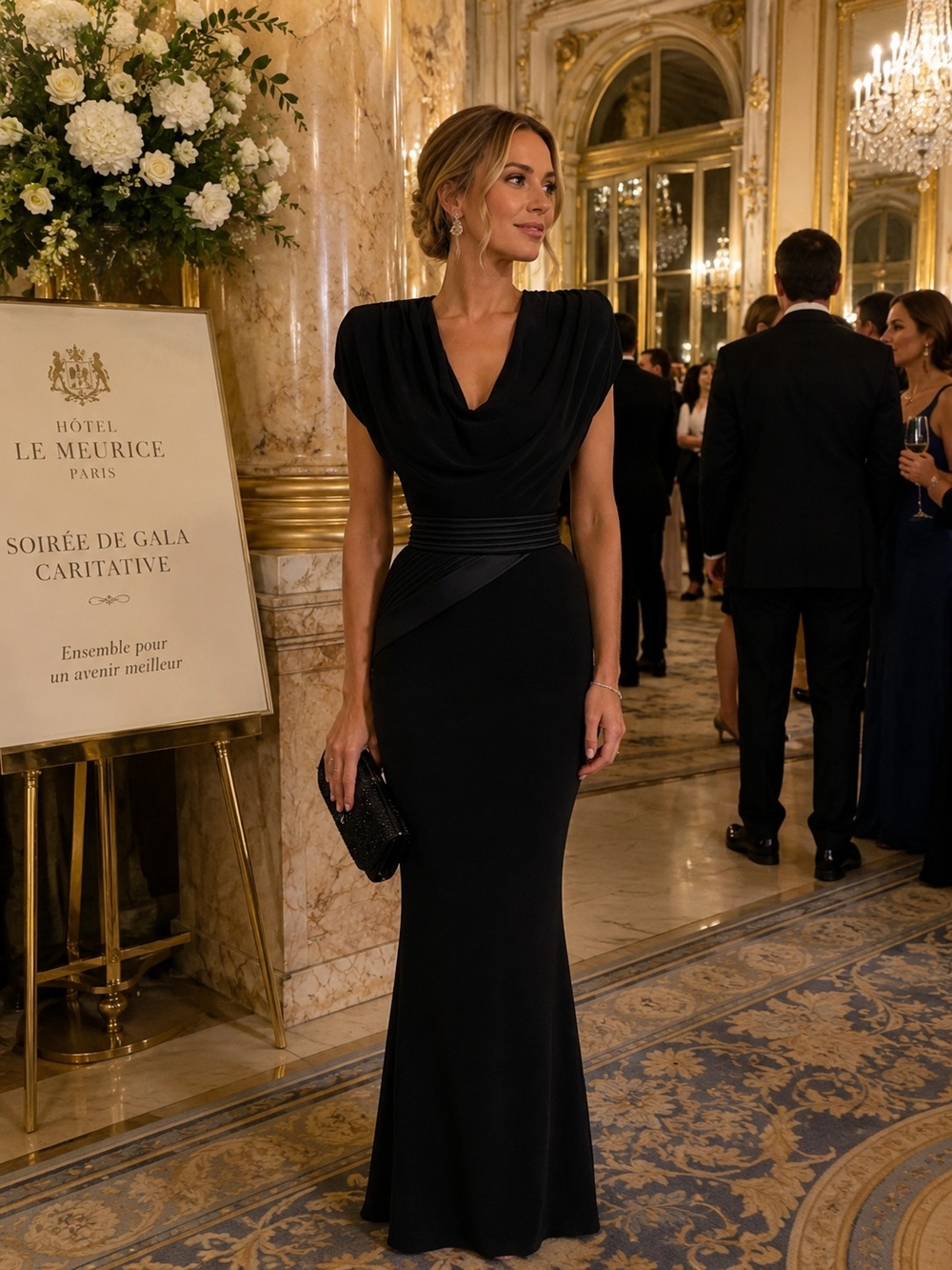Zhivago Black Cowl-Neck Maxi Gown 8